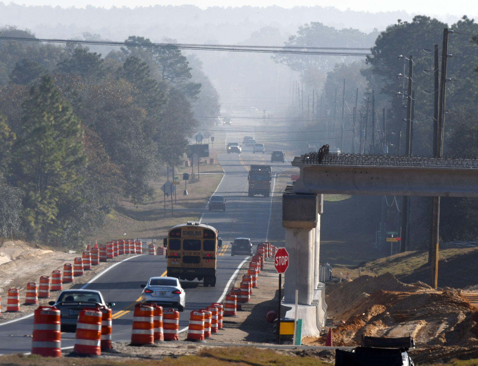 Smokey road slows traffic